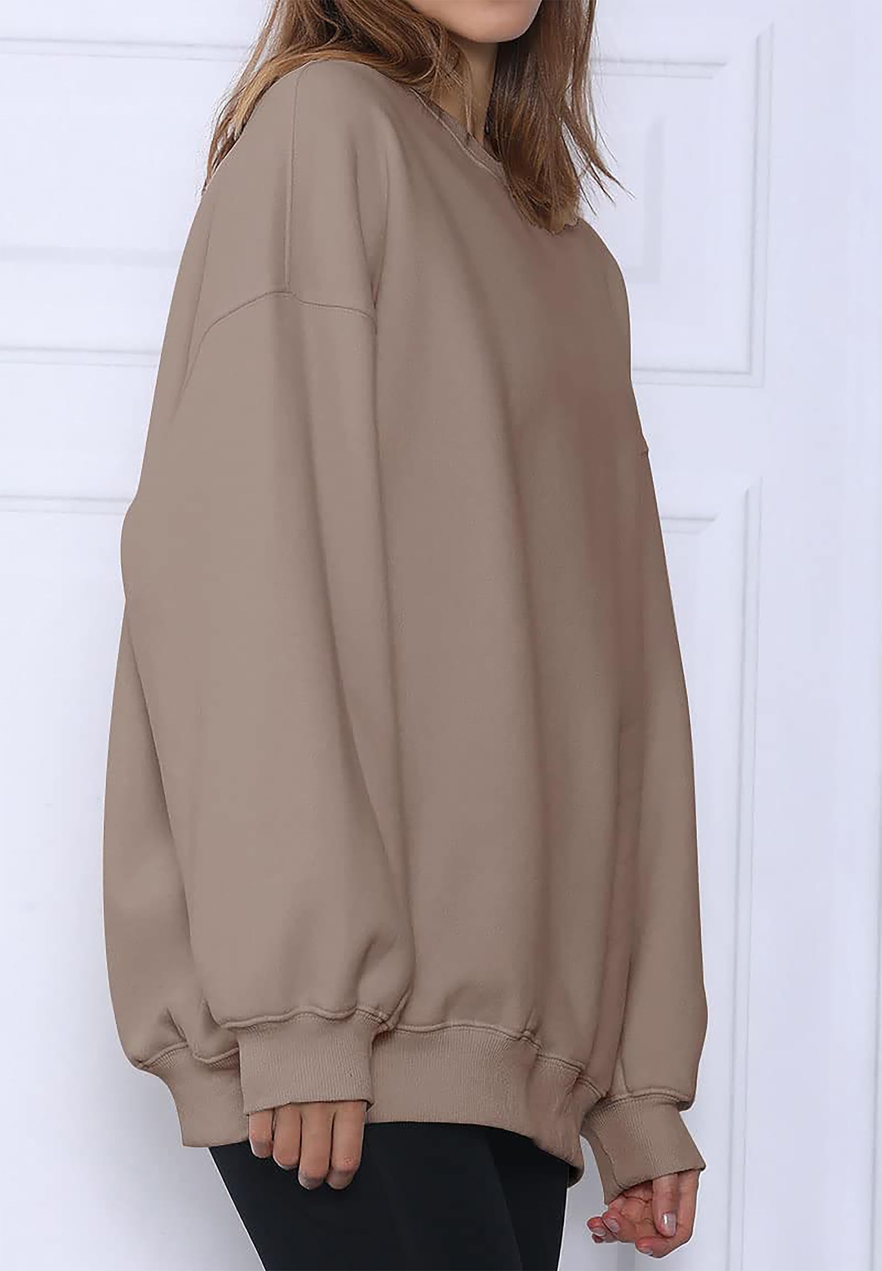Timuspo Pullover Damen Oversize Langarm Fleece Rundhalsausschnitt Sweatshirt Herbst Winter Frauen Mädchen Klamotten Locker Oberteile