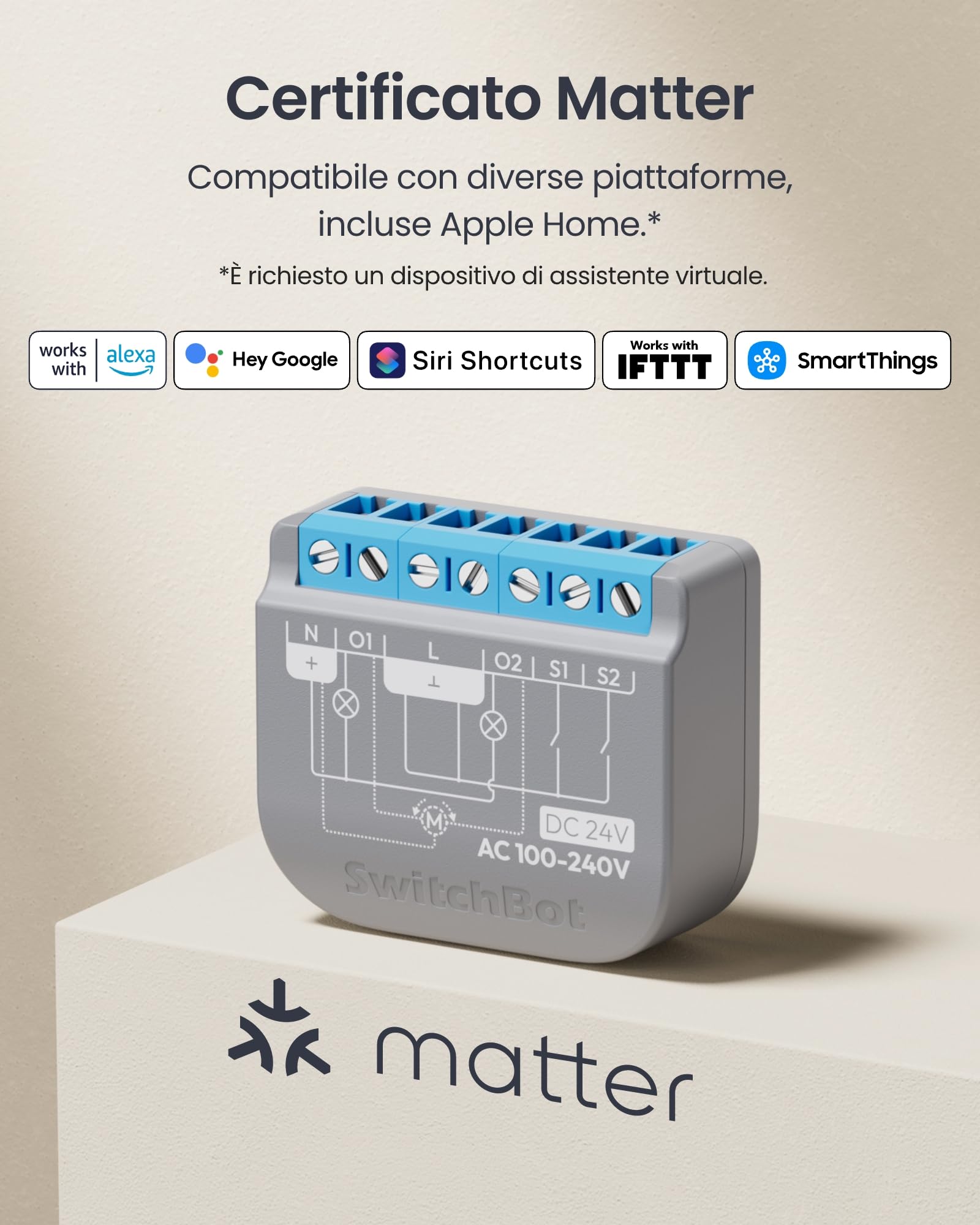 SwitchBot Matter Relè Interruttore 2PM, Modulo Relè Interruttore con Misuratore di Potenza, Interruttore Wi-Fi&Bluetooth Funziona con Alexa/Apple Homekit/Google Home, 2.4GHz, 2 Pezzi
