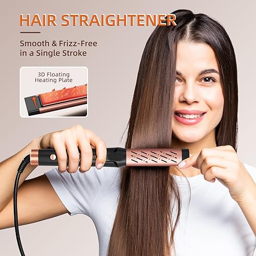 Miniatura 4 de SKERTS Plancha rizadora de 360 de flujo de aire, rizador de cabello con 5 temperaturas ajustables, alisador y rizador de cabello 2 en 1, rizador con