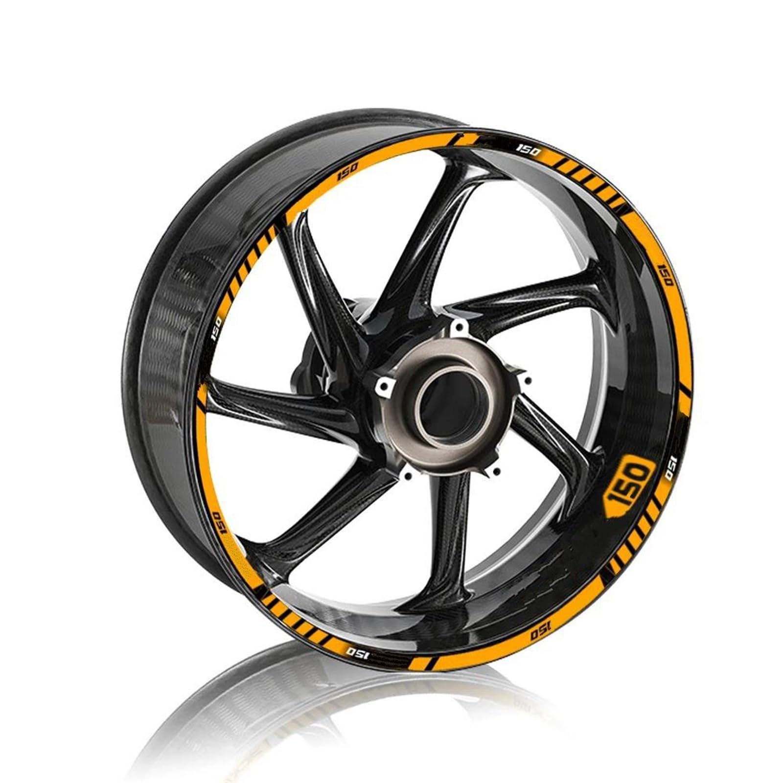 Reflektierende Felgenaufkleber Für Motorrad-Vorder- Und Hinterradfelgen, Wasserdichtes Aufkleberstreifenband Für PCX125 PCX150(150-orange)