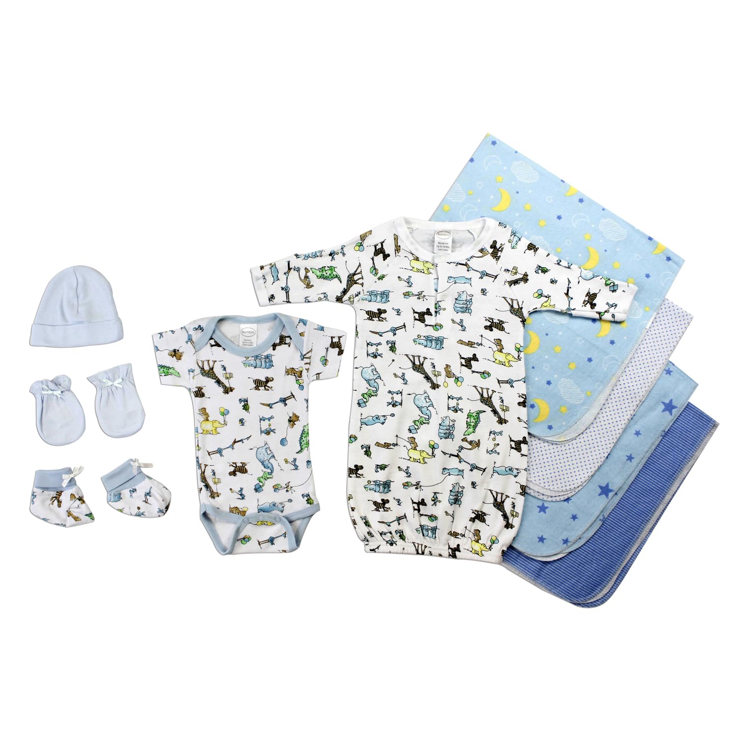 Maykoosh Victorian Vintage Boys 9 Pc Layette Shower Gift Set Newborn Clothes Set, 100% Breathable Cotton, Soft Fabric, Expandable Shoulder Neckline