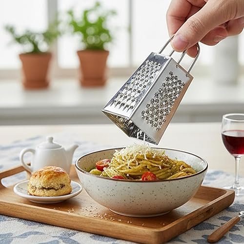 Miniatura 3 de Juego de 4 ralladores de queso en caja pequeña, de acero inoxidable para jengibre, ajo, limón, papa, chocolate, verduras