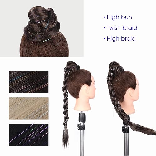 Miniatura 3 de FAVE 2 extensiones de cola de caballo trenzadas, extensiones de cabello trenzado largo estilo ADN, trenzadas en espiral, para mujeres y niñas (1B)