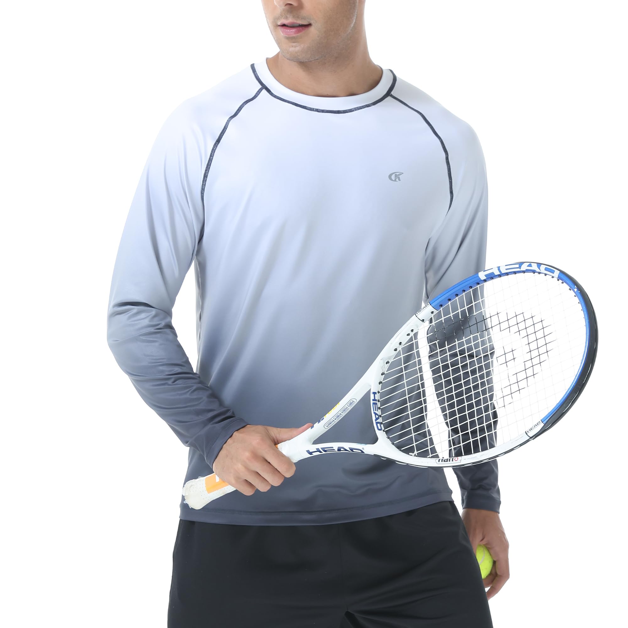 Men's Long Sleeve Swim Shirts Rashguard UPF 50+ UV Sun Protection Shirt Athletic Workout Running Hiking T-Shirt Swimwear