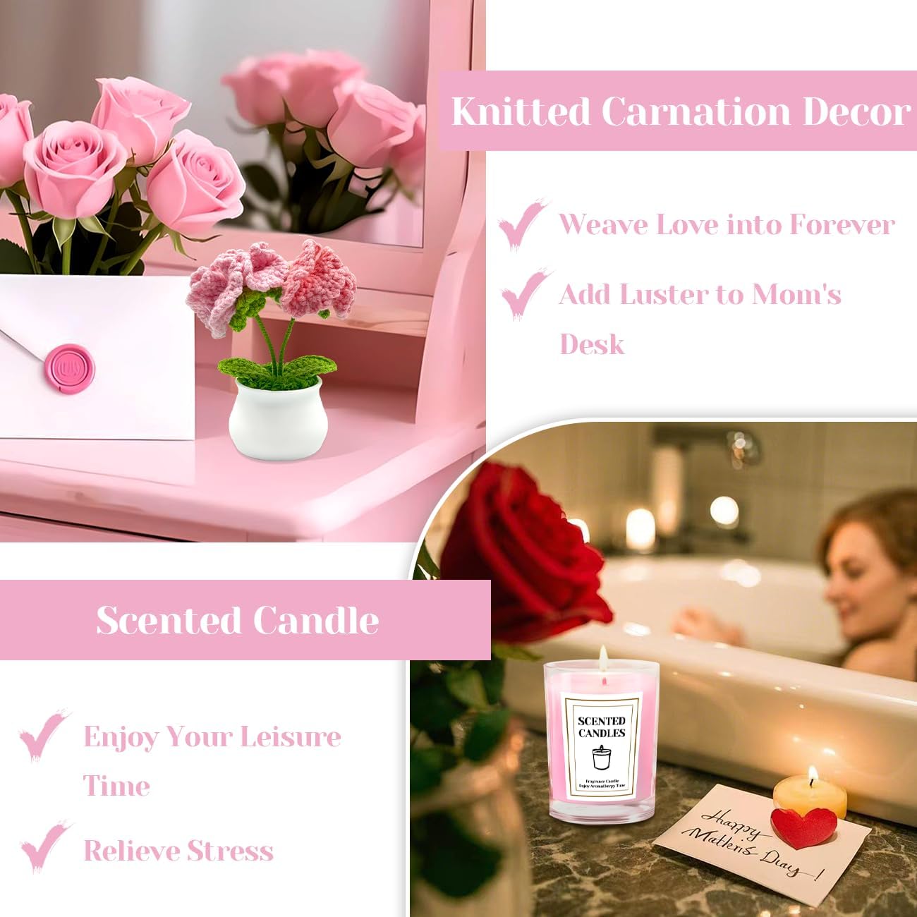 Gifts for Mom, Mom Birthday Gifts with 16 Oz Glass Cup, Heart Necklace, Socks, Mothers Day Gift from Daughter, Son, Husband, Self Care Get Well Soon Gift for Women, Christmas, Thanksgiving - Image 2