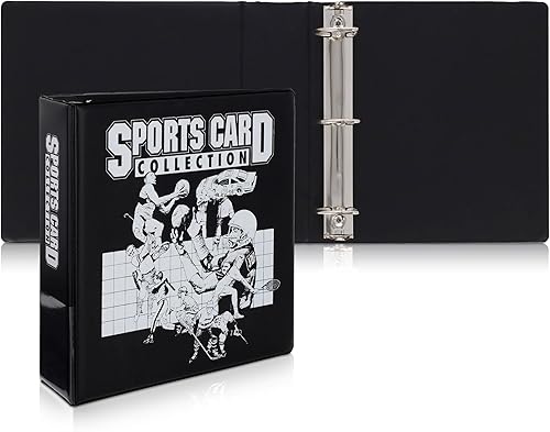 BCW Carpeta para álbum de tarjetas deportivas de 3 pulgadas, carpeta de tarjetas con anilla en D negra duradera con capacidad para 90 páginas