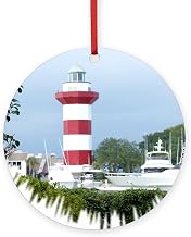 CafePress Hilton Head Lighthouse Round 4" MDF Holiday Ornament