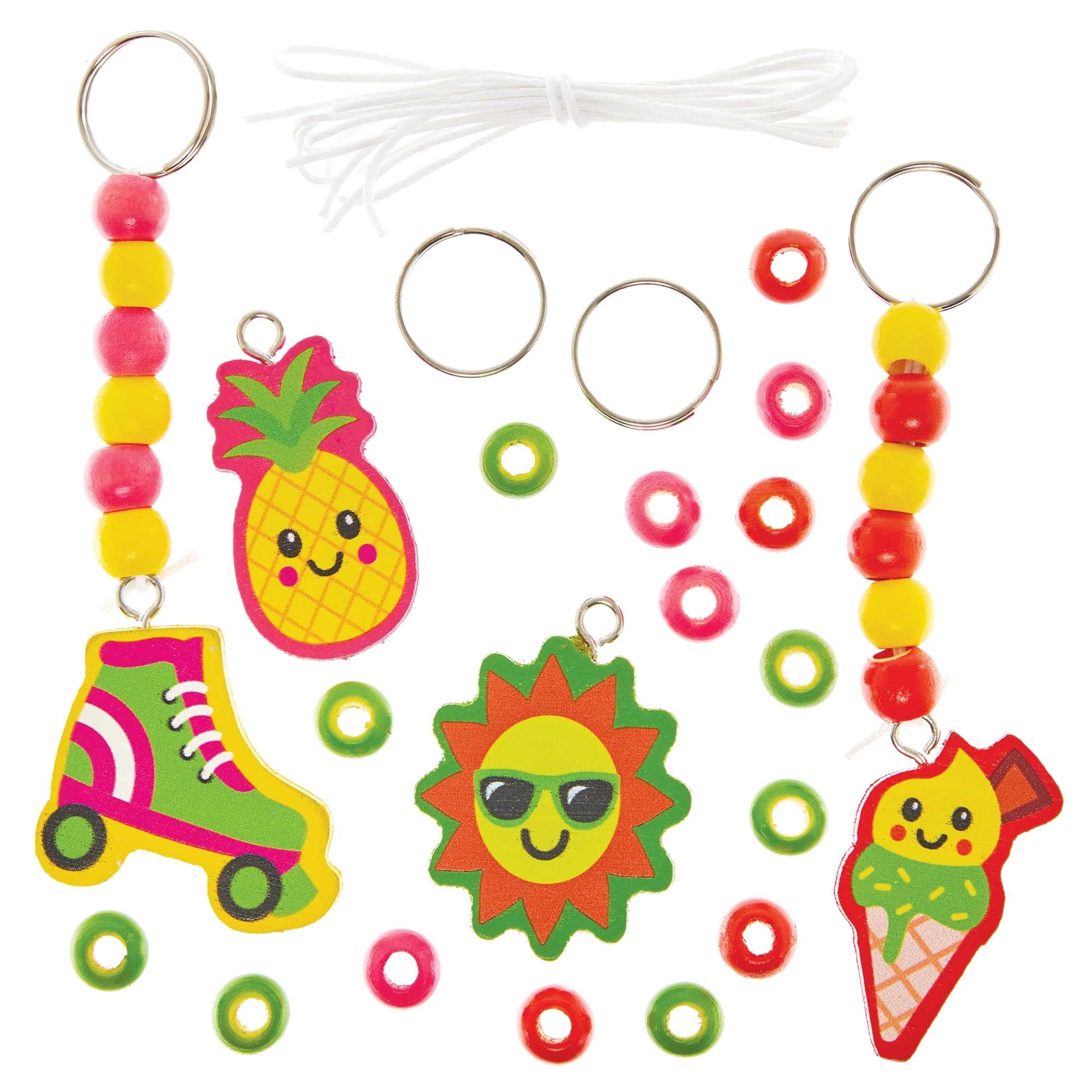 Baker Ross FN418 Summer Keyring & Bag Dangler Kits - Pack of 4, Keyring Arts and Crafts for Kids