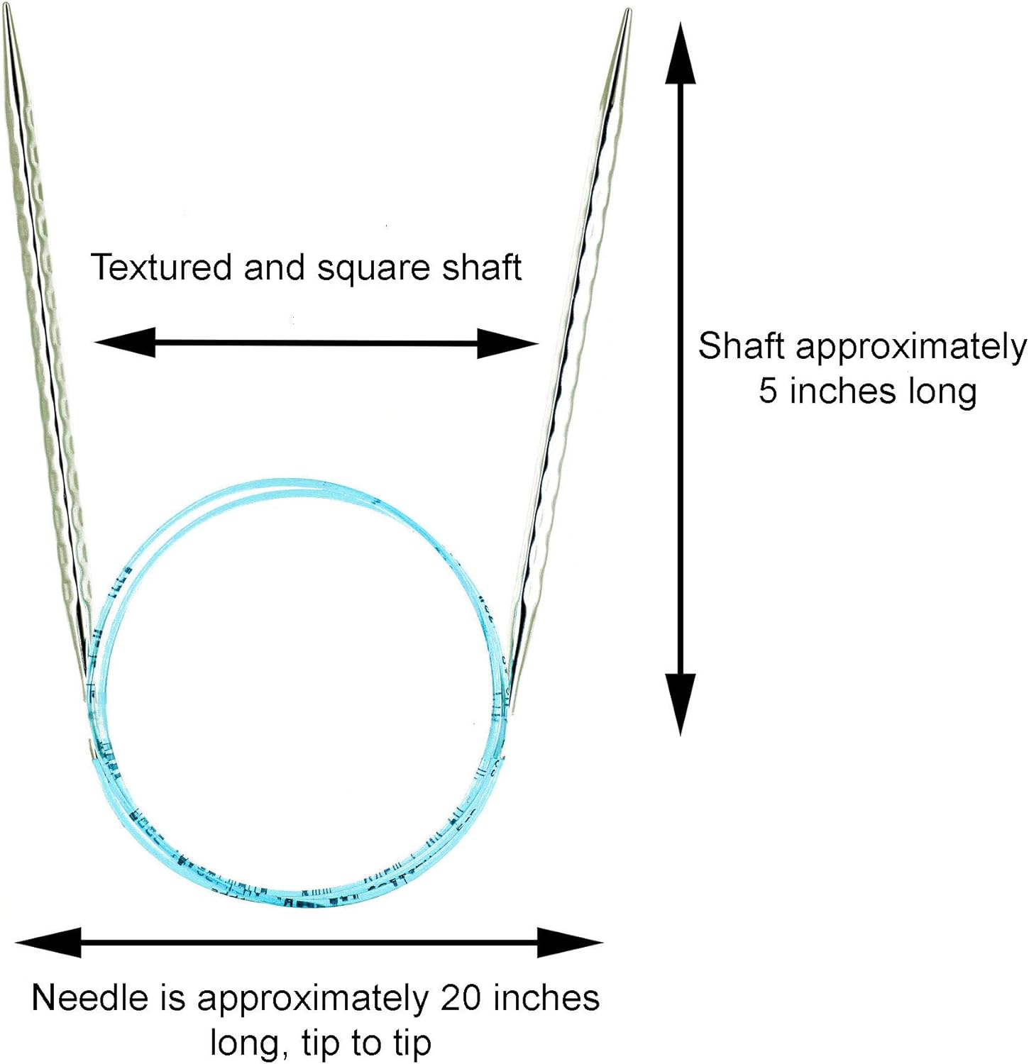 addi Rocket 2 Squared Ergonomic 20-inch (50cm) US 2.75mm Circular Knitting Needle, Textured Finish, Rounded Edges, Long Taper Sharp Tips, Blue Cord with 10 Colorful Stitch Markers