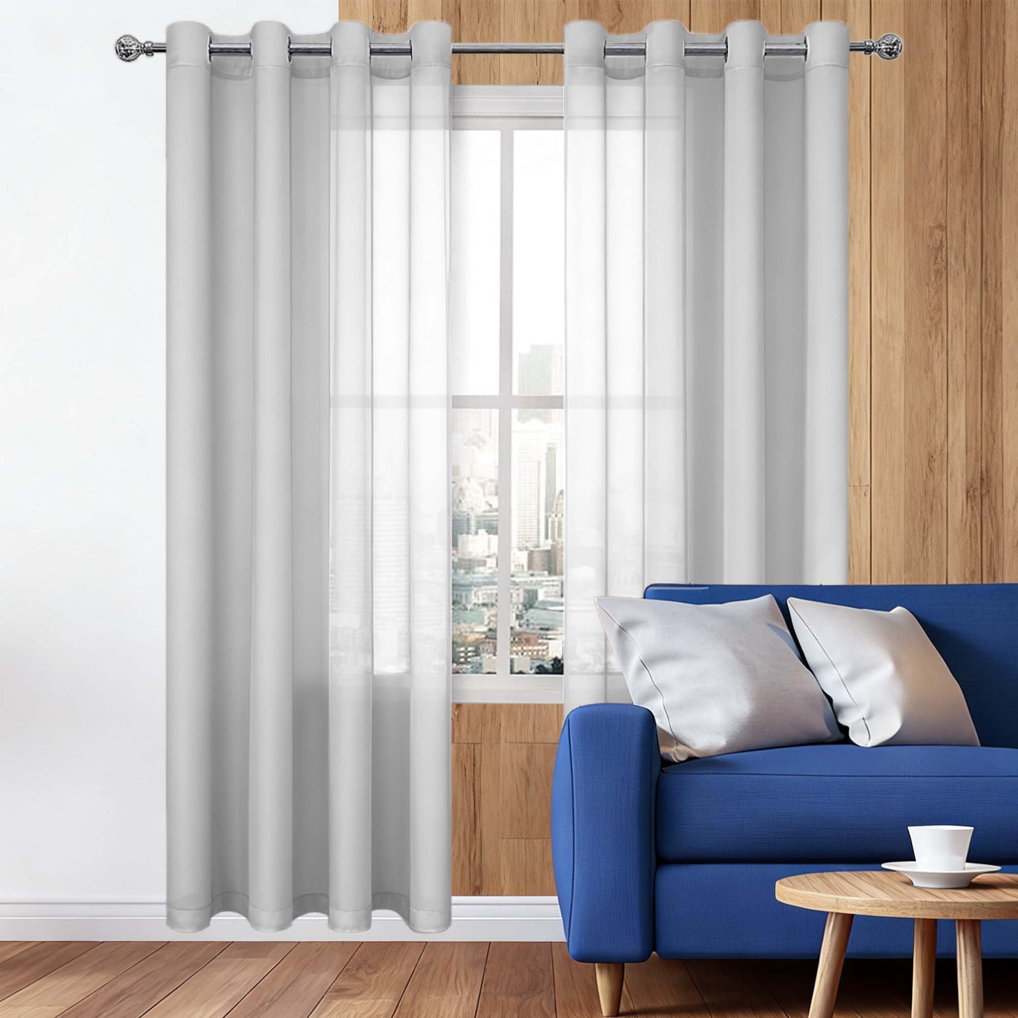 Rideaux voilages filtrant la lumière avec oeillets pour balcon