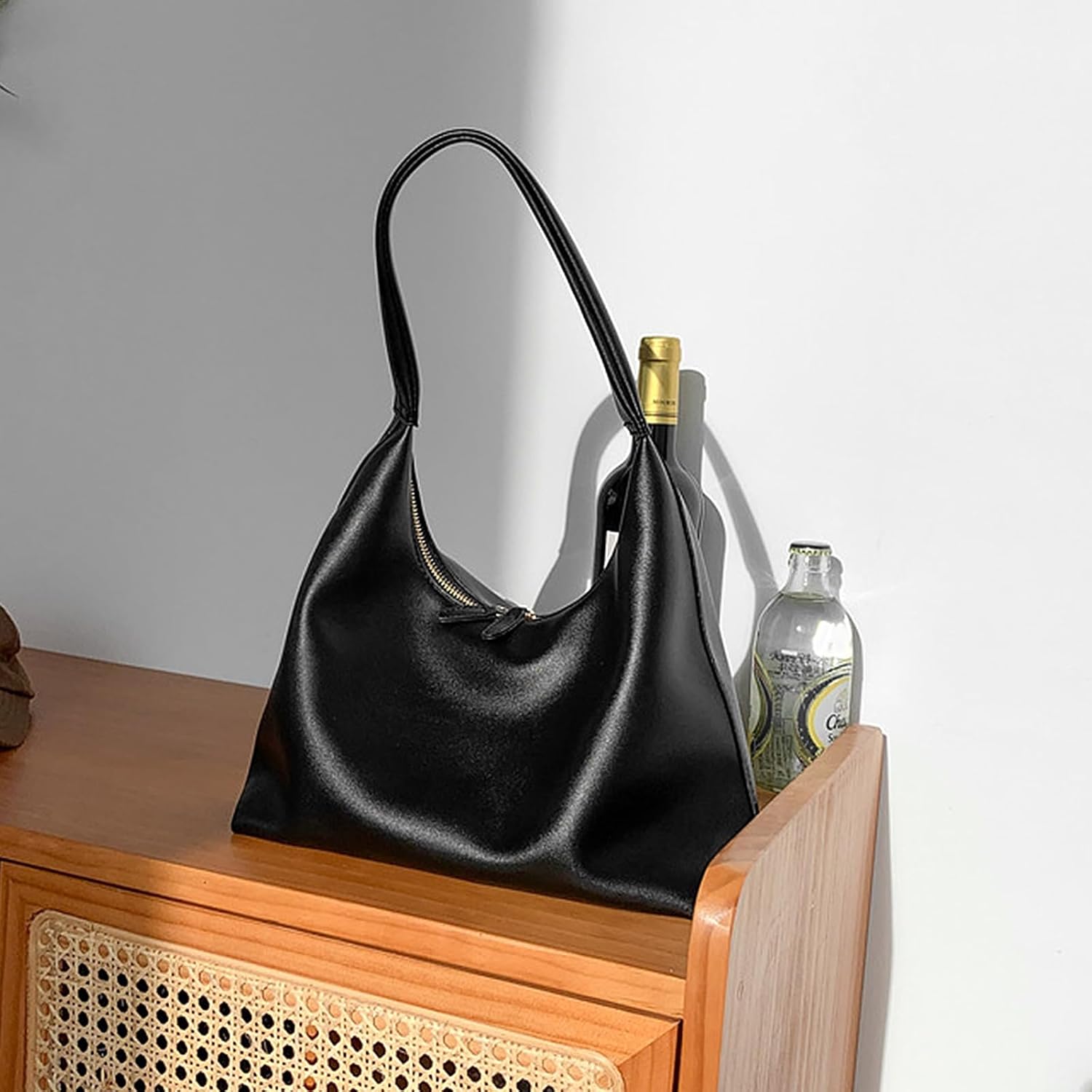 Shoulder Purses for Women Small Hobo Bag Slouchy Tote Bags Handbag Trendy Vegan Leather Clutch Purse with Zipper - Image 5