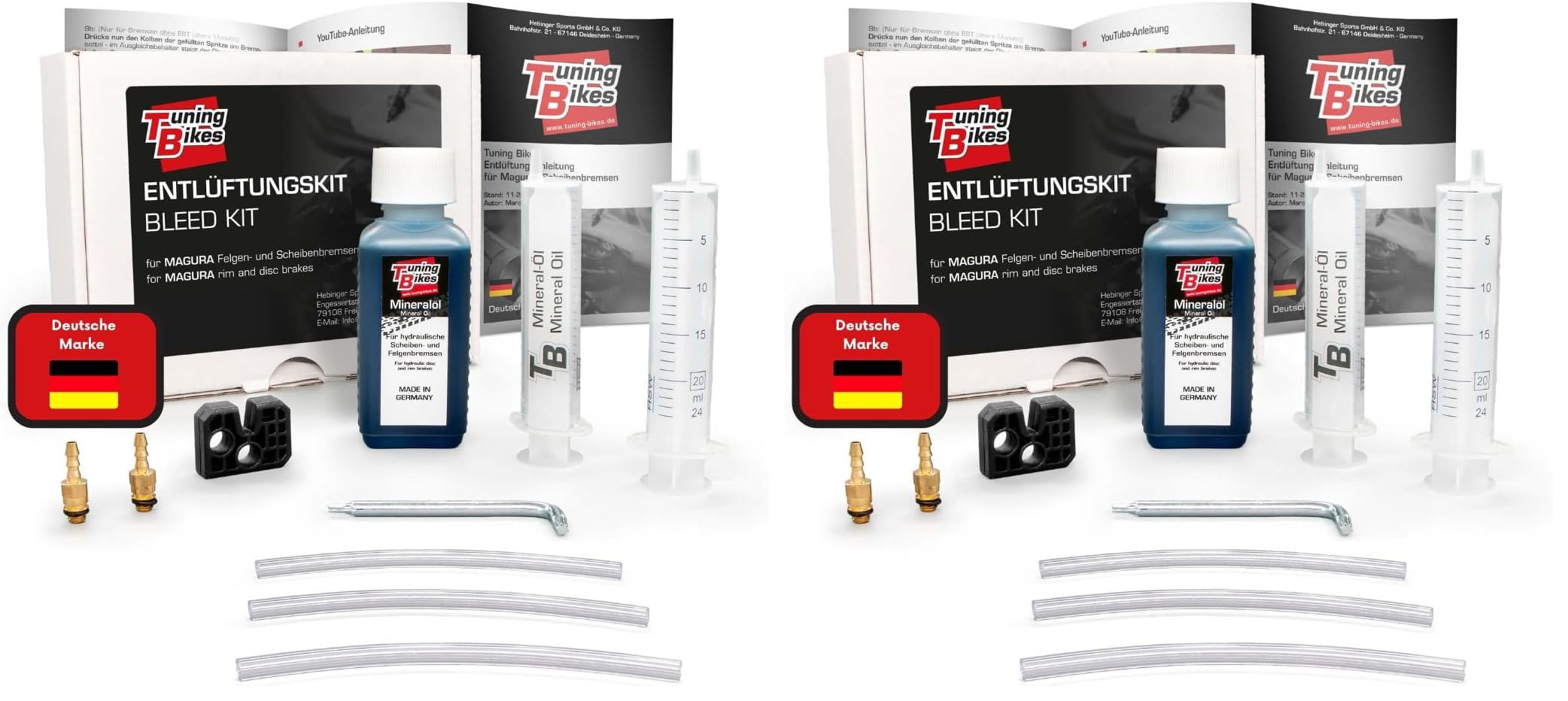 TB Entlüftungskit für Magura Bremsen Professionelles Set mit Mineralöl, Bremsflüssigkeit und deutscher Anleitung für maximale Fahrrad-Bremsleistung (Packung mit 2)