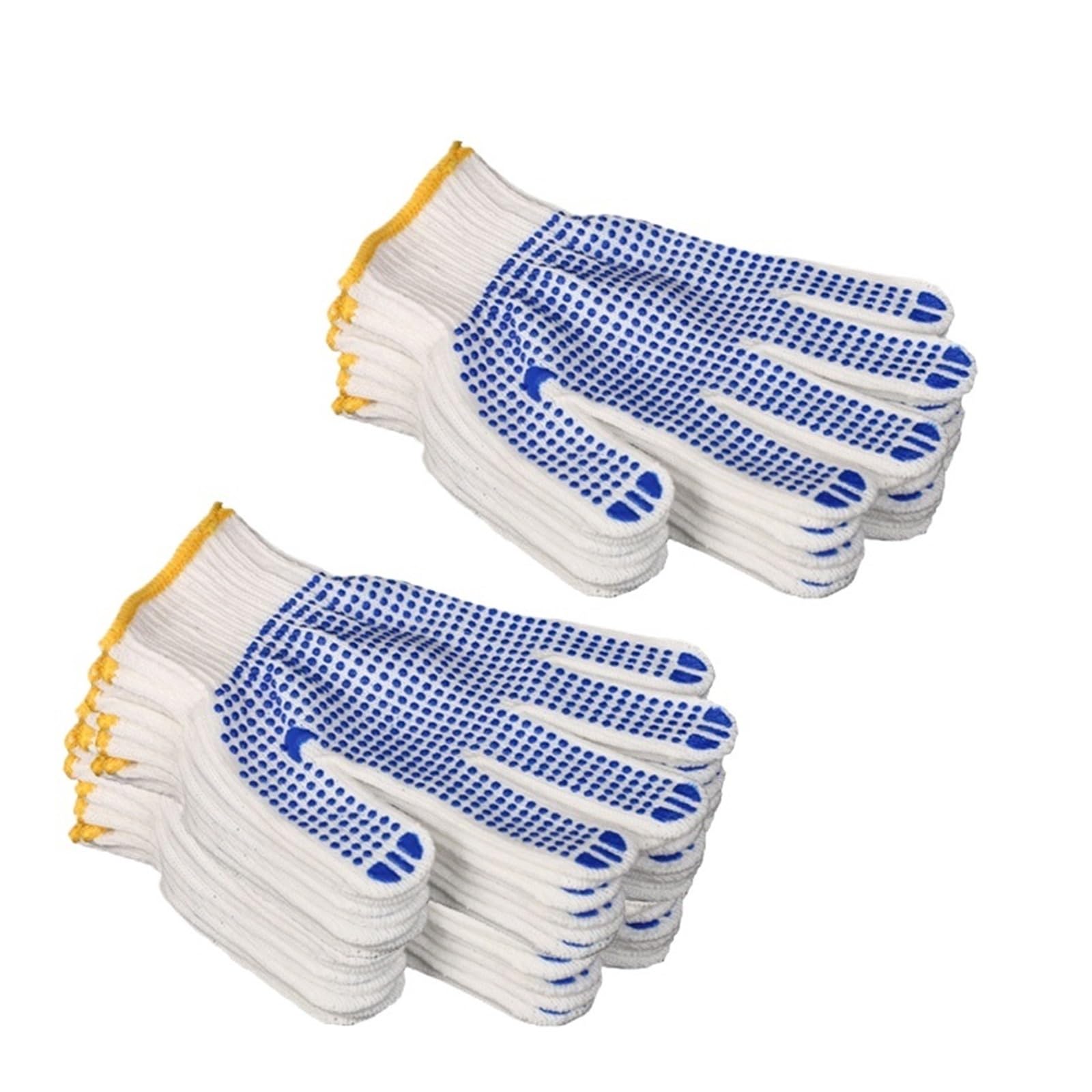 Générique Gants en coton et caoutchouc blanc bleu, antidérapants, résistants à l'usure, épais, adaptés au travail la Protection du(25Pair)