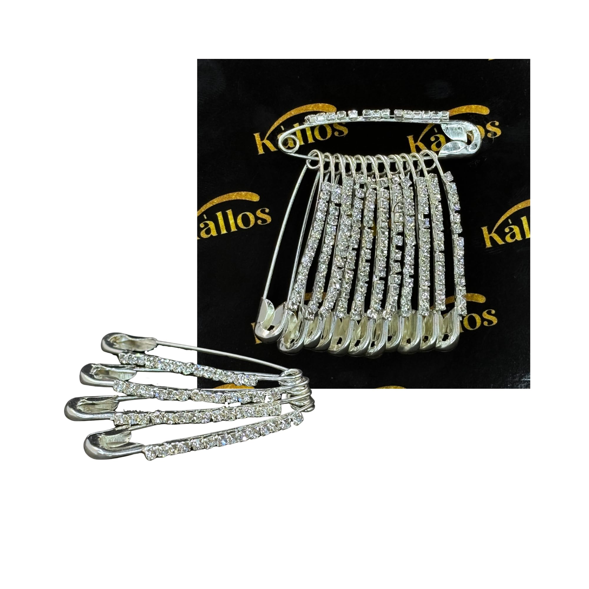 Amazon.com: Kàllos 12-Piece Silver Safety Pins with Faux Crystal