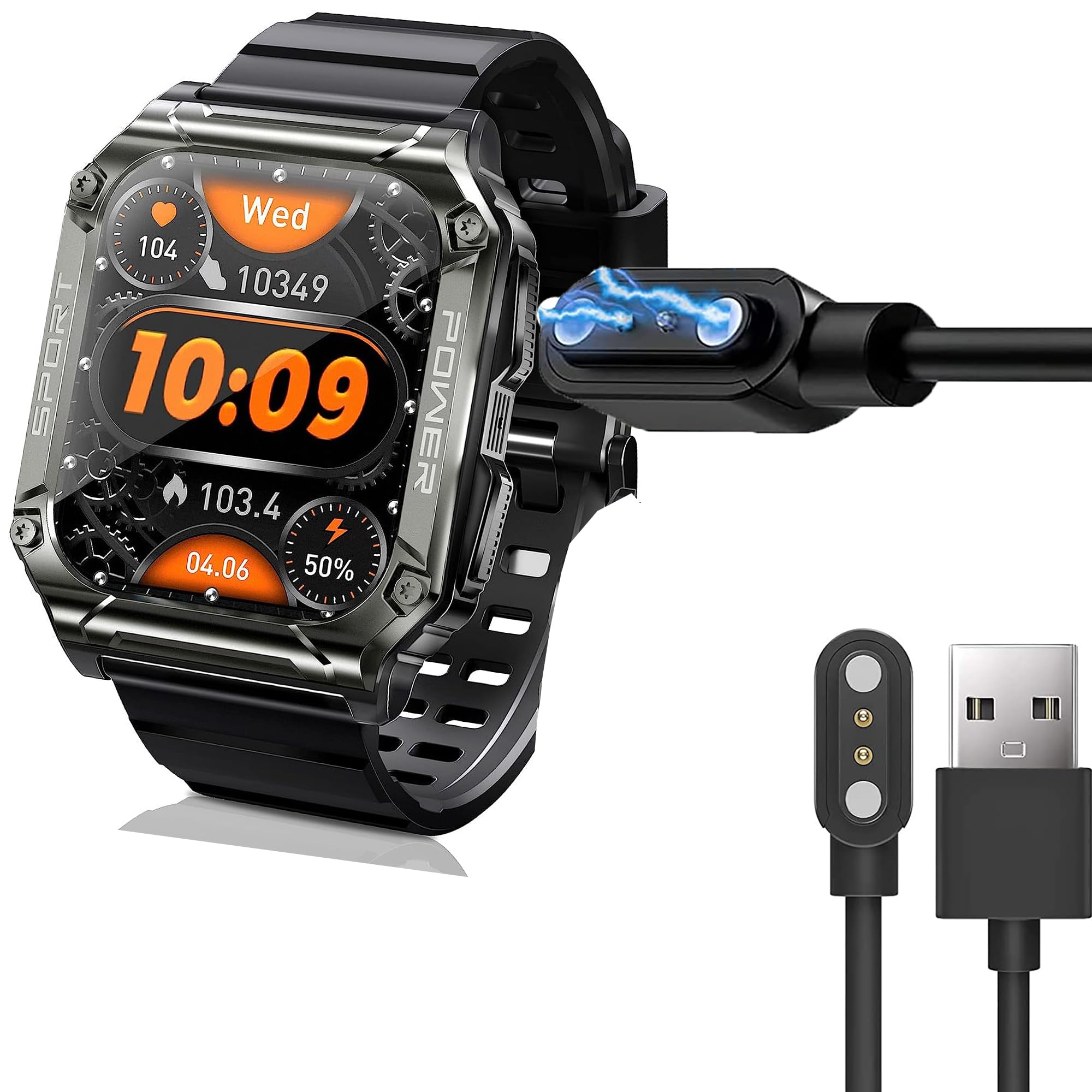 Lamshaw Magnetic USB Charging Cable Replacement Charger Compatible for Compatible for PASONOMI NX6 Military Smart Watch/AceGIFT NX6 Military Smart Watch/OFUSHO NX6 Military Smart Watch/INEYES NX6 1.95