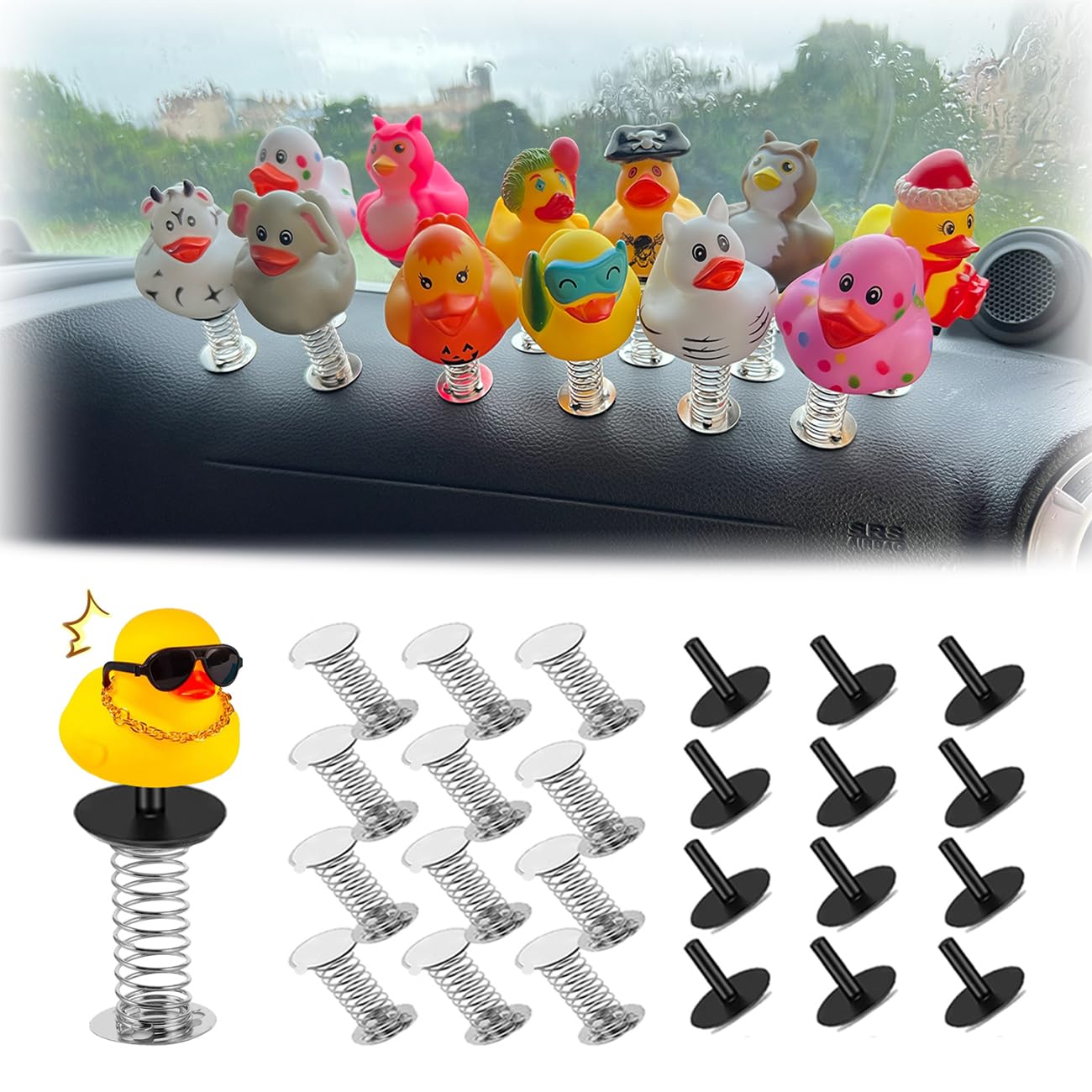 20Pcs Duck Holder Black Plastic Mounts For Car Dashboard - Rubber Duck Accessories
