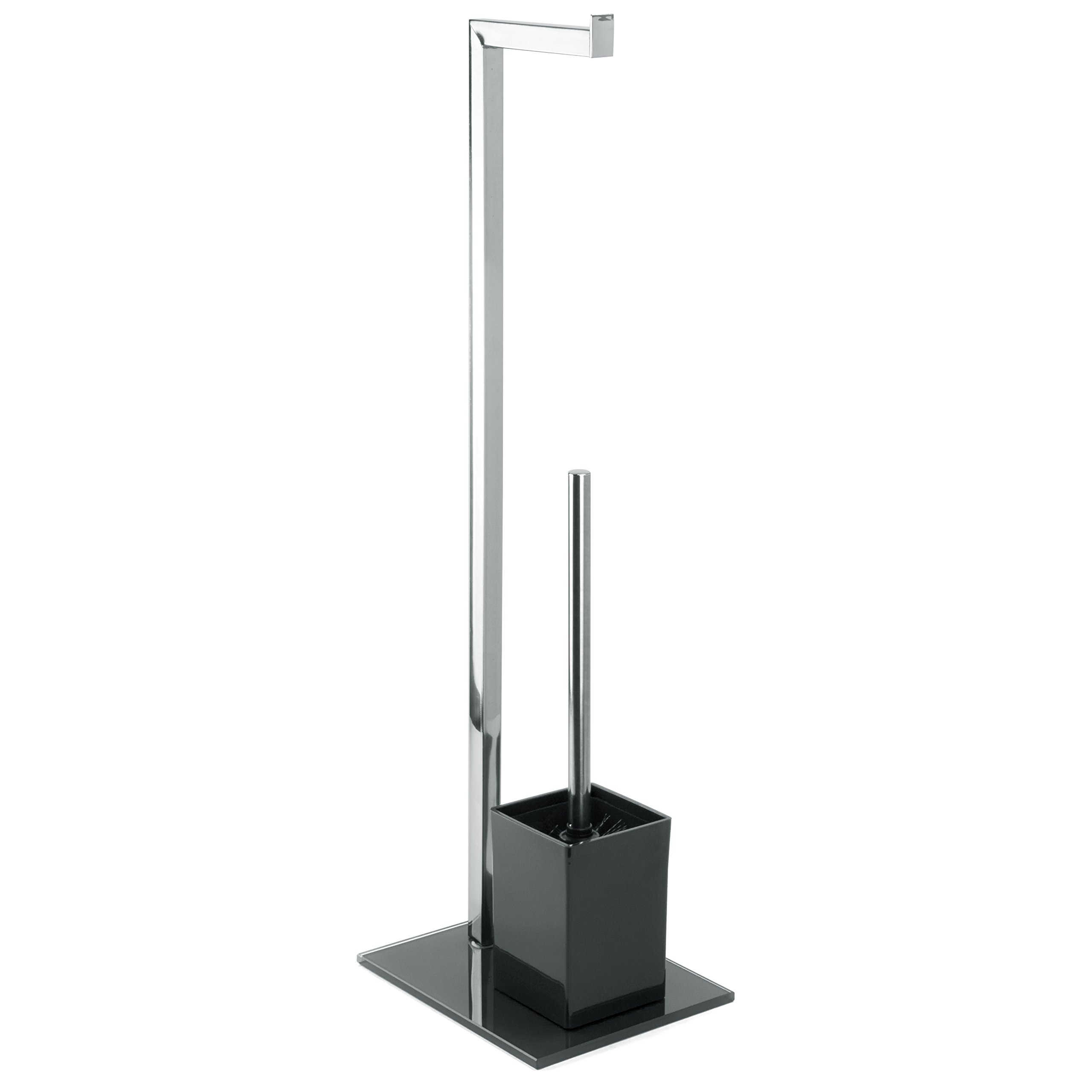 MSV Stainless Steel/Glass Toilet Brush, Black