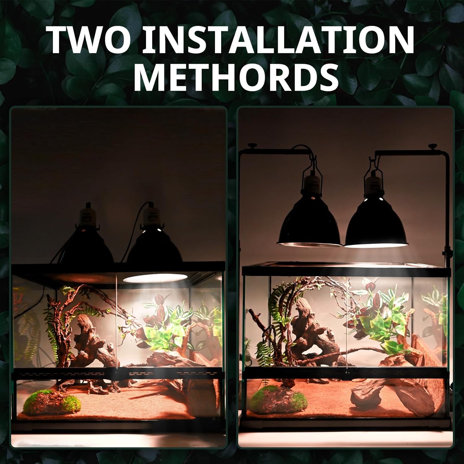 Reptile Light Fixture 2 Pack 7.5Inch Deep Dome Lamp Fixture,Optical Reflection Reptile Heat Lamp Bulb Lampshade for Bearded Dragon, Turtle, Snake and Lizard Terrarium