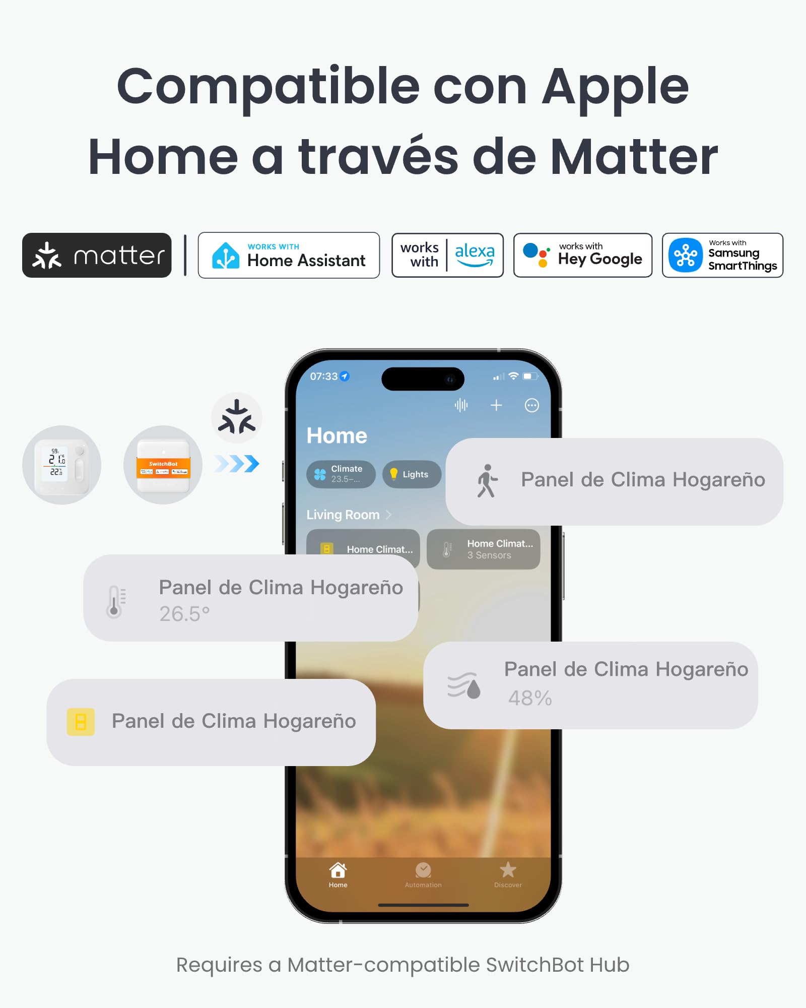 SwitchBot Panel de clima interior, termohigrómetro integrado, optimiza el control de la válvula del radiador, ahorro de energía y costes. Compatible con Apple Home & Home Assistant a través de Matter