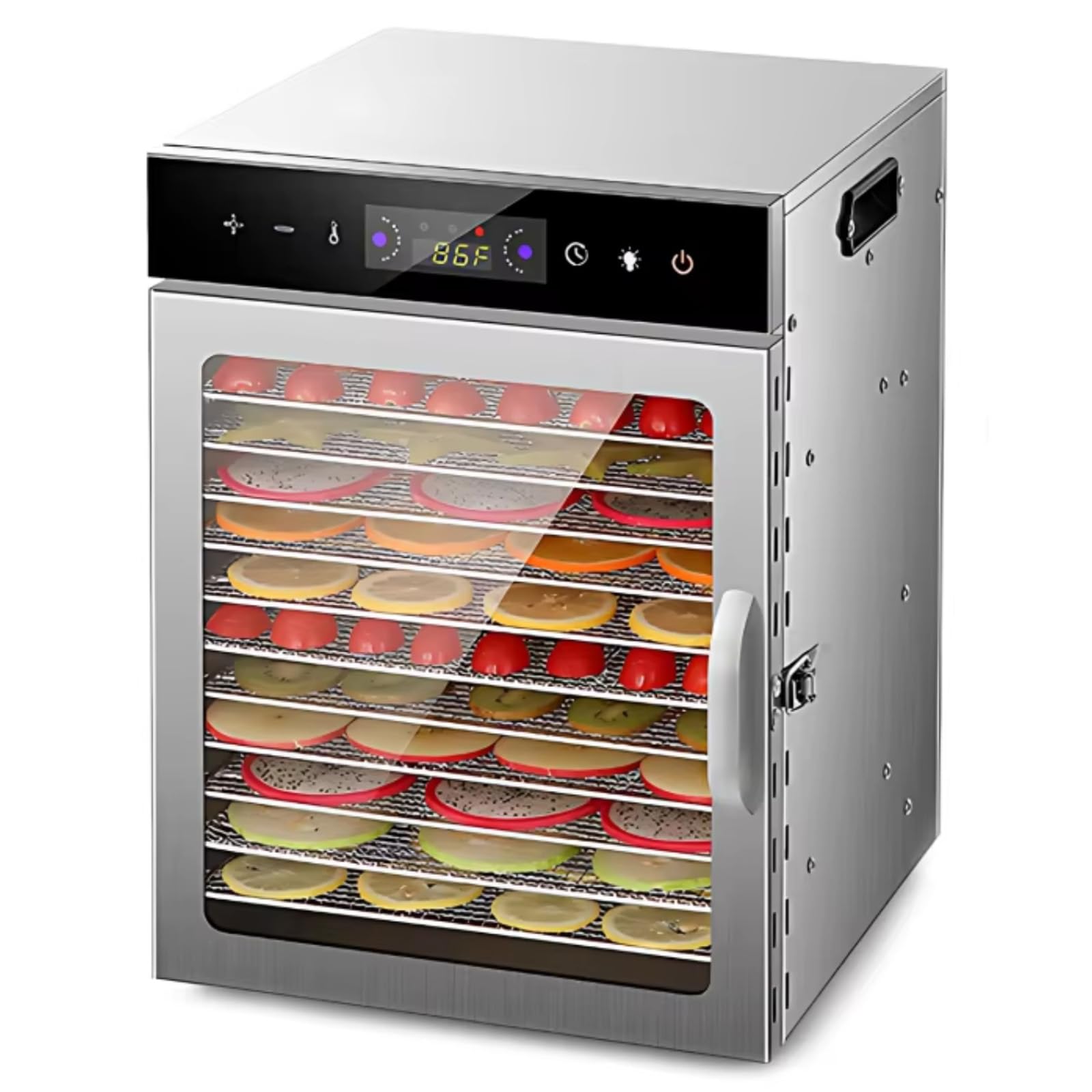 12-warstwowe suszarki do żywności i suszonych produktów z zegarem | 12 stojaków do suszenia 800 W 30-90 ℃ Suszarka do warzyw i owoców do suszonych owoców, owoców, mięsa, wołowiny i ziół