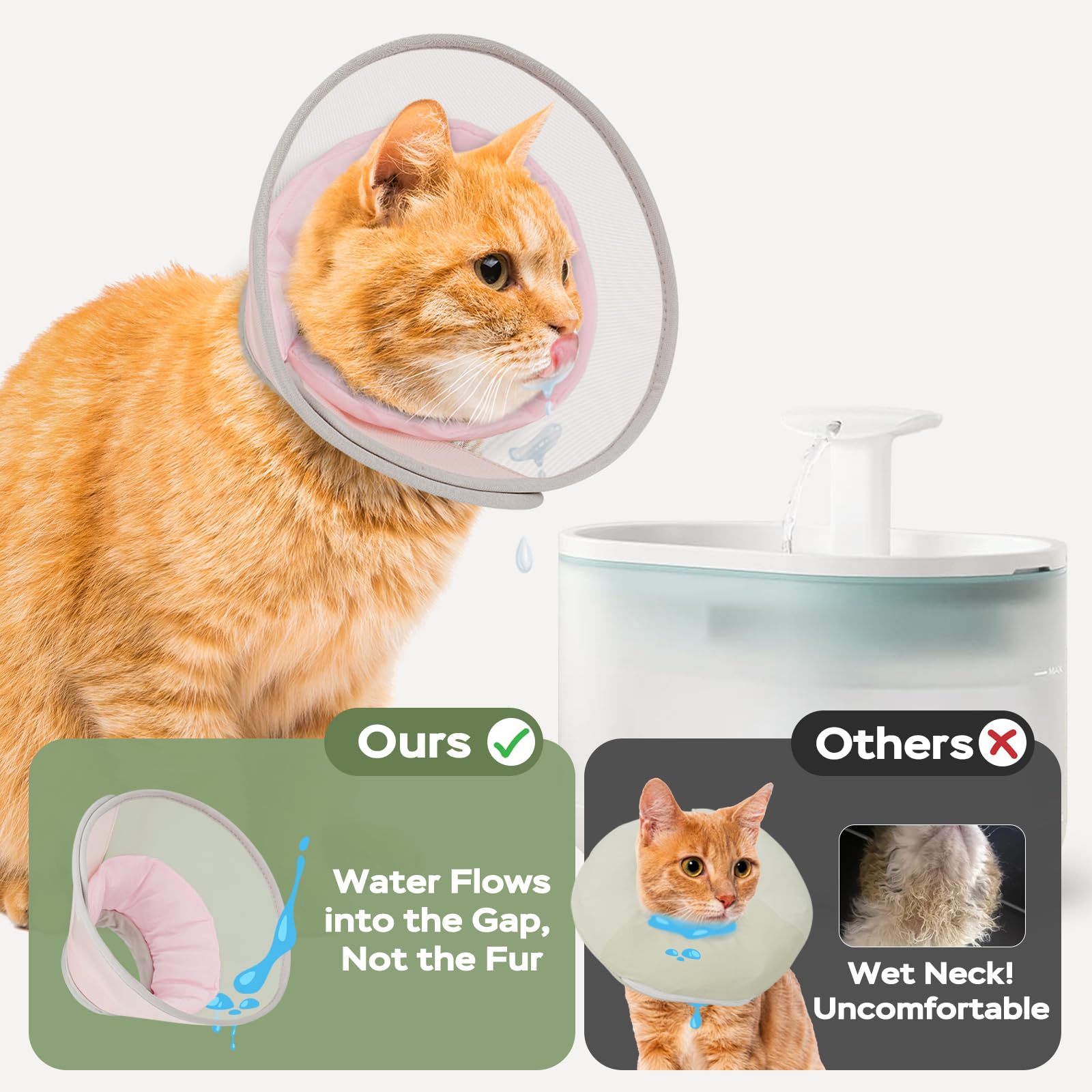 Supet Cat Cone Collar Soft: Comfortable Waterproof Mesh Recovery Cone After Surgery to Stop Licking and Scratch - Image 2