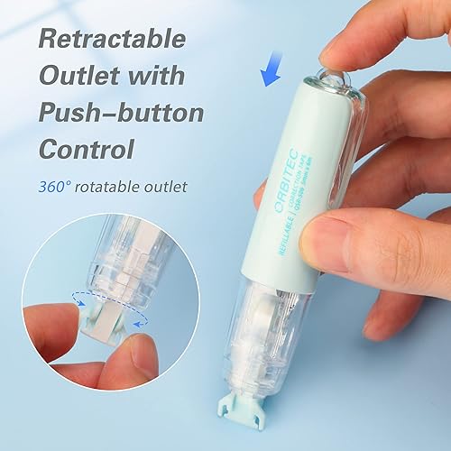 Miniatura 3 de BITOSEE Cinta correctora retráctil recargable de secado rápido, mini estética japonesa pequeña, con aplicador en forma de bolígrafo Kawaii fácil de