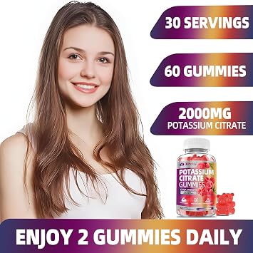 Potassium Citrate Gummies 2000mg, High Potency Electrolyte Gummies, 60 Chew