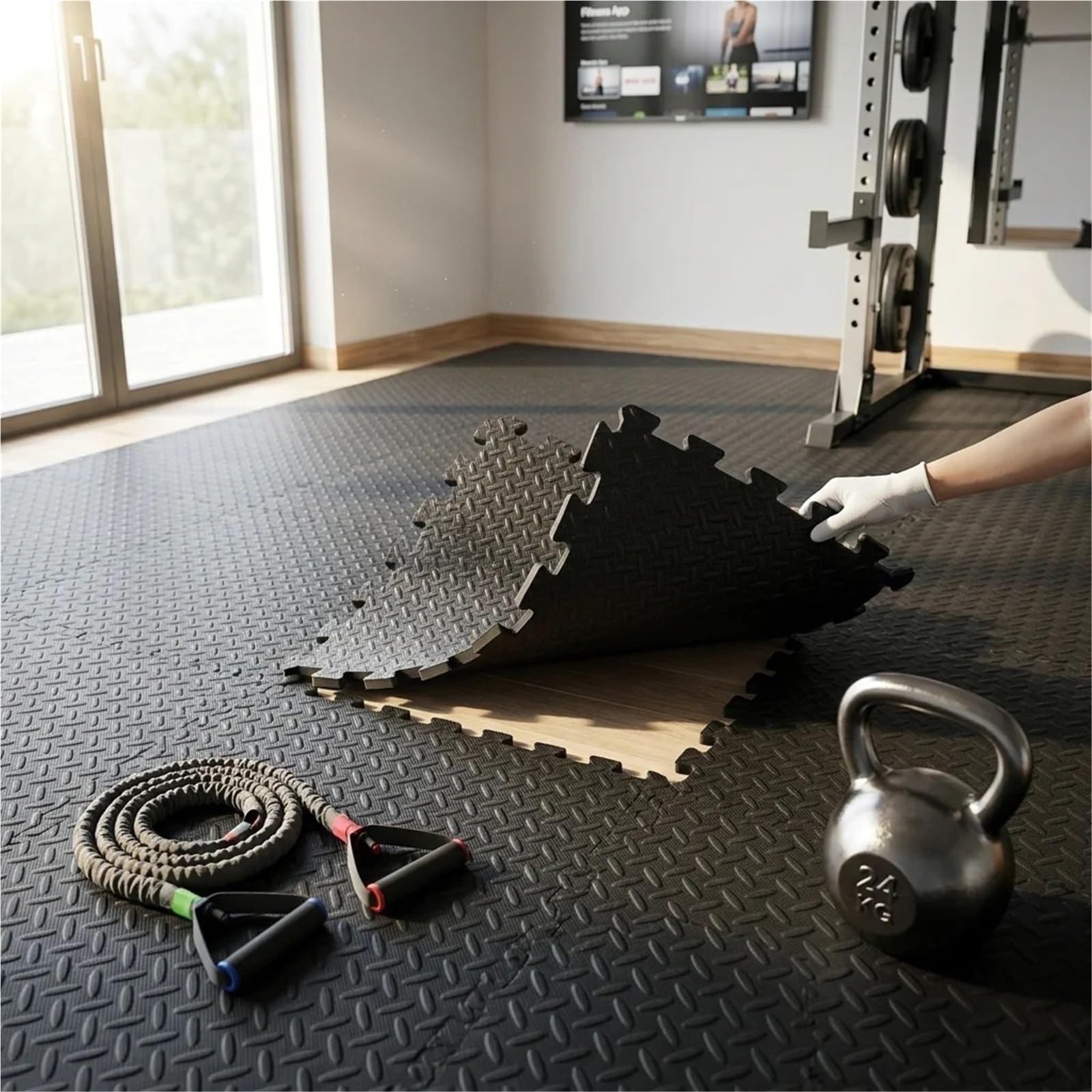 Tappeto Da Fitness A Puzzle Tappetini antiscivolo in piastrelle EVA da 24/36 pezzi 1 cm 30x30 for allenamento yoga e aerobica