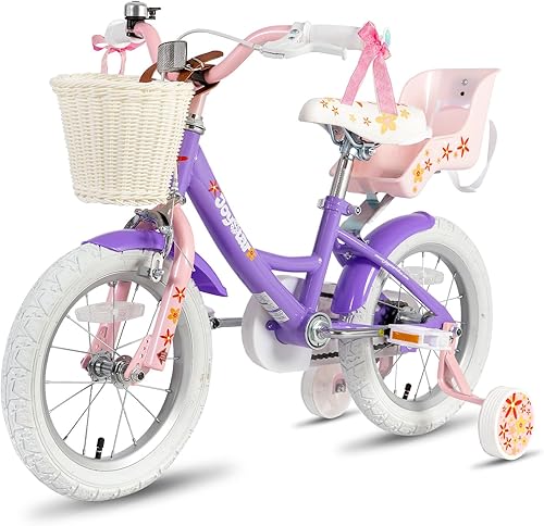 Miniatura 7 de JOYSTAR Unicorn - Bicicleta infantil de 12 pulgadas para niñas de 2 a 4 años con ruedas de entrenamiento, bicicletas de princesa con cesta, asiento