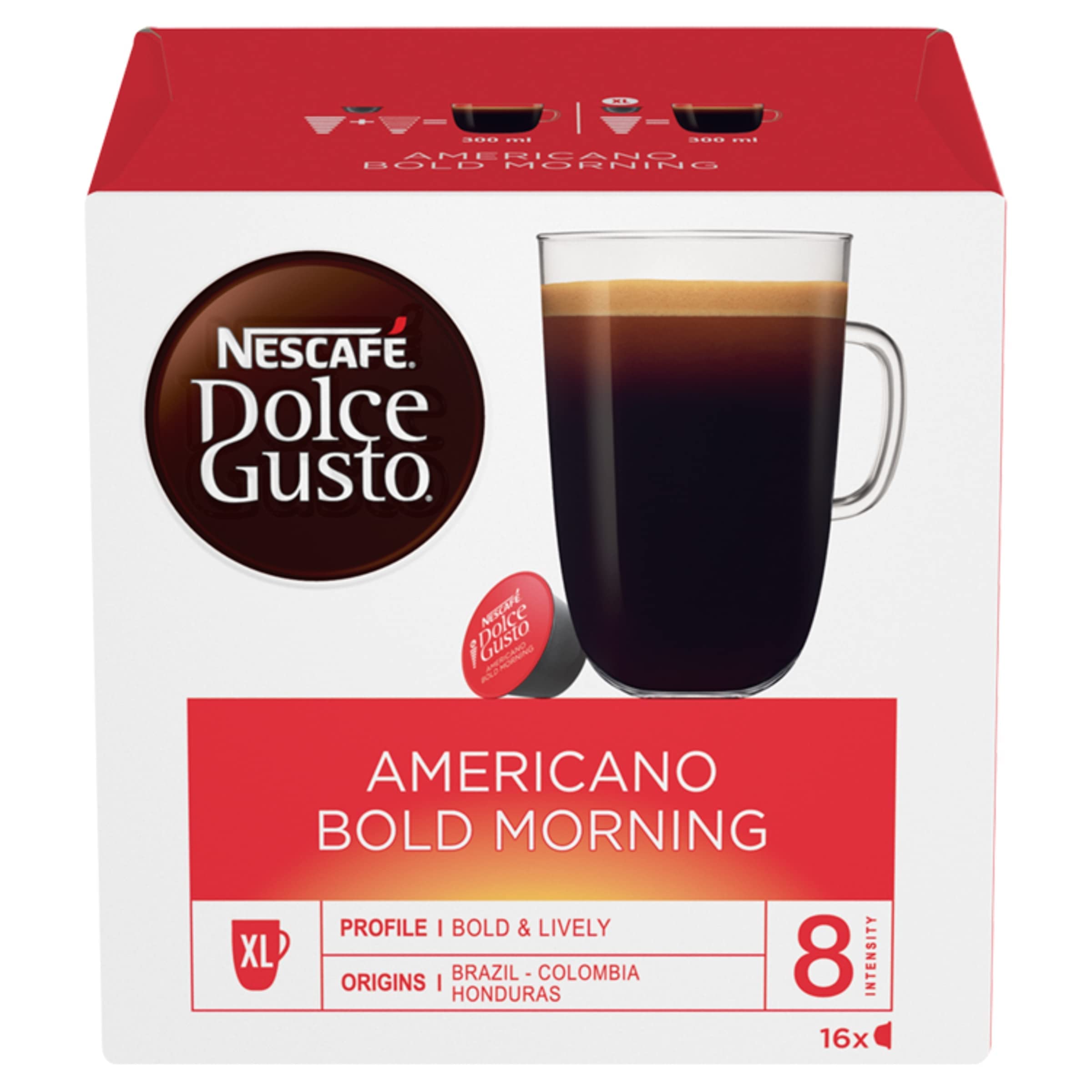 Nescafe Dolce Gusto Americano Bold Morning Coffee Pods (Pack of 3, Total 48 Capsules)