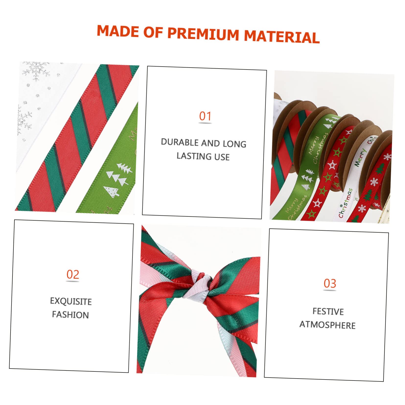 NUOBESTY Stück Rollen Weihnachtsband seidenband bändchen Party-Geschenkbänder weißes Kräuselband Weihnachtssto das Weihnachtsbänder zum Verpacken von Geschenken Weihnachten
