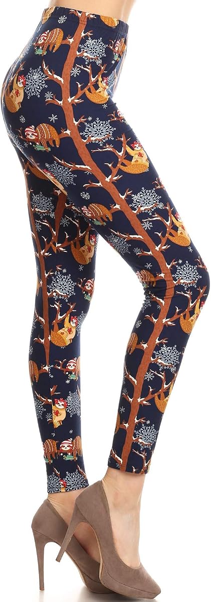 Leggings Depot Leggings de cintura alta con estampado navideño para mujer (disponibles en tallas grandes)
