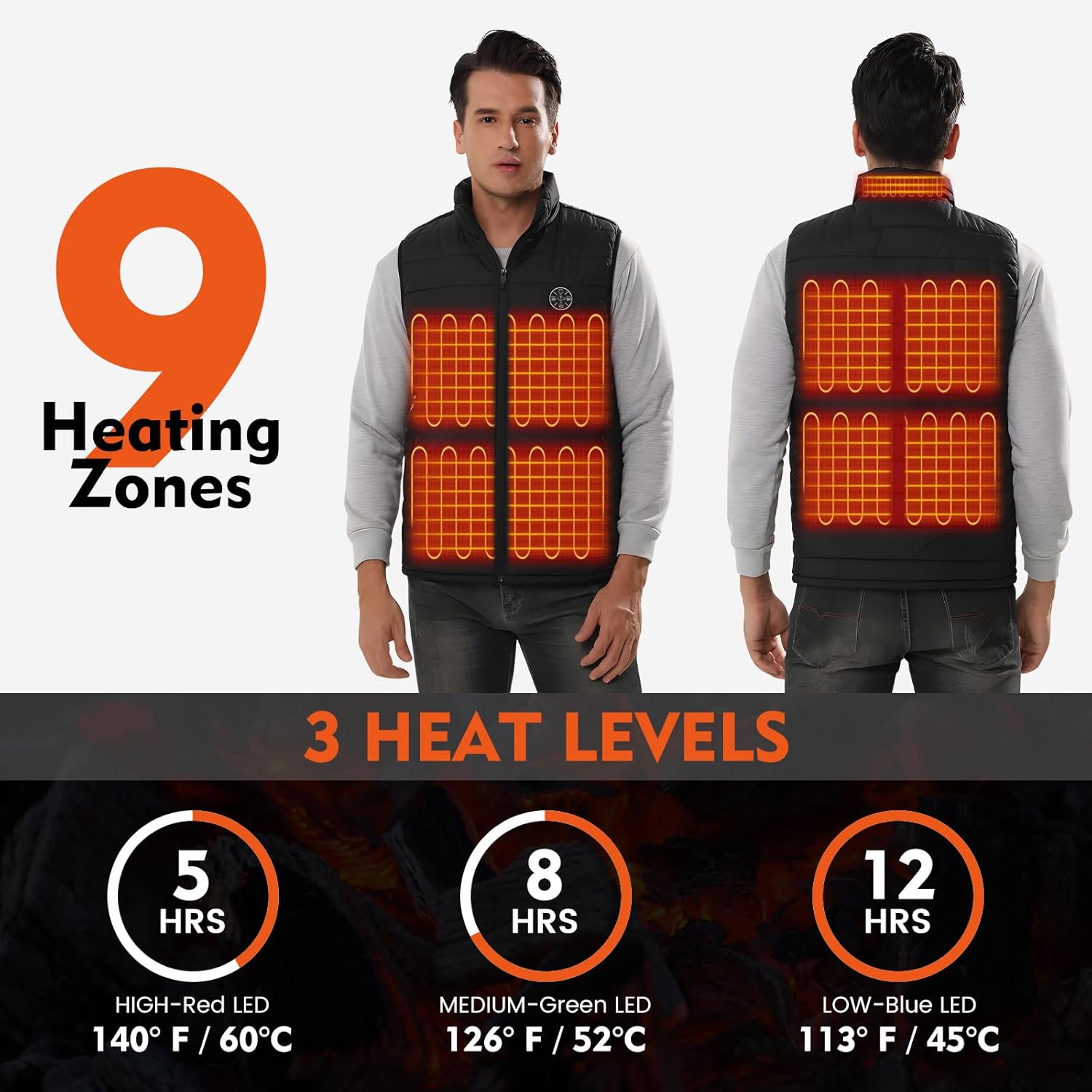 Figcays Heated Vest for Men Women with 20000mAh Battery Pack, Electric Warming Heated Jackets - Image 2