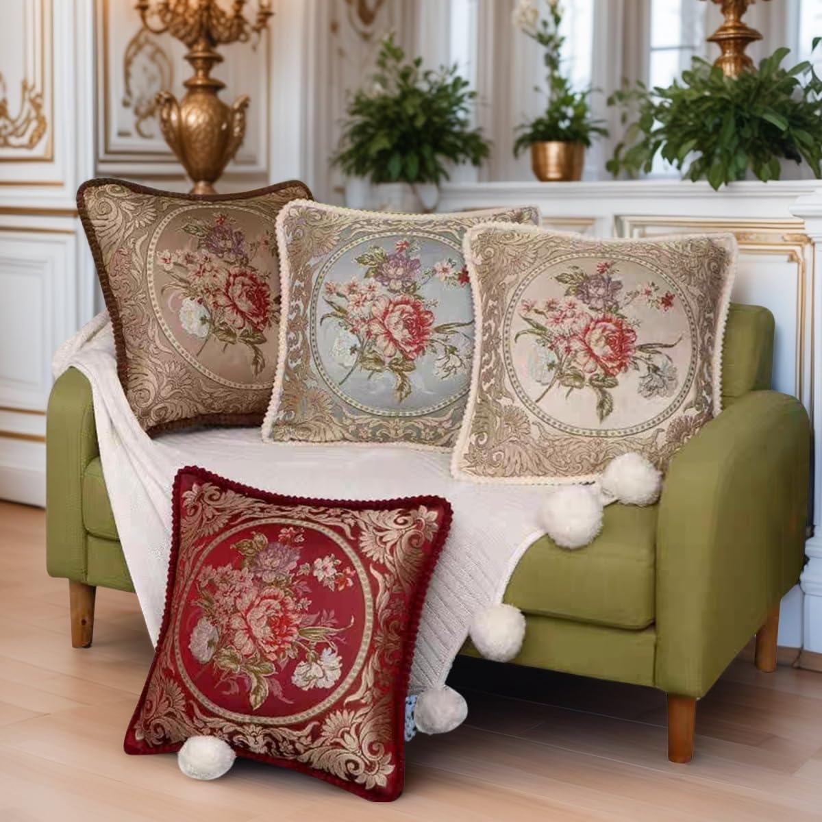 Amazon.com: Qupace Set of 2 Vintage Embroidered Throw Pillow