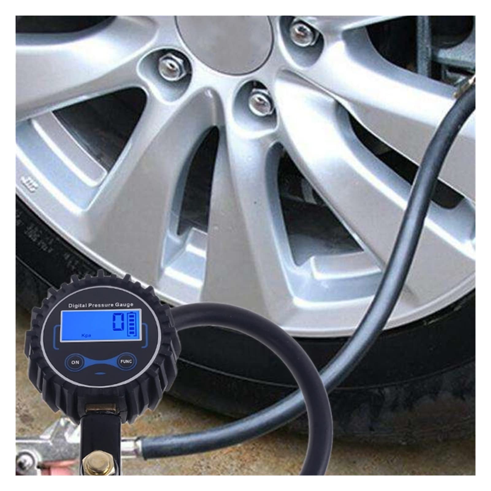 Manómetro de presión neumáticos, Mandril Aire 200 PSI, inflador Digital con 1/4" for automóviles, Motocicletas, Bicicletas y vehículos