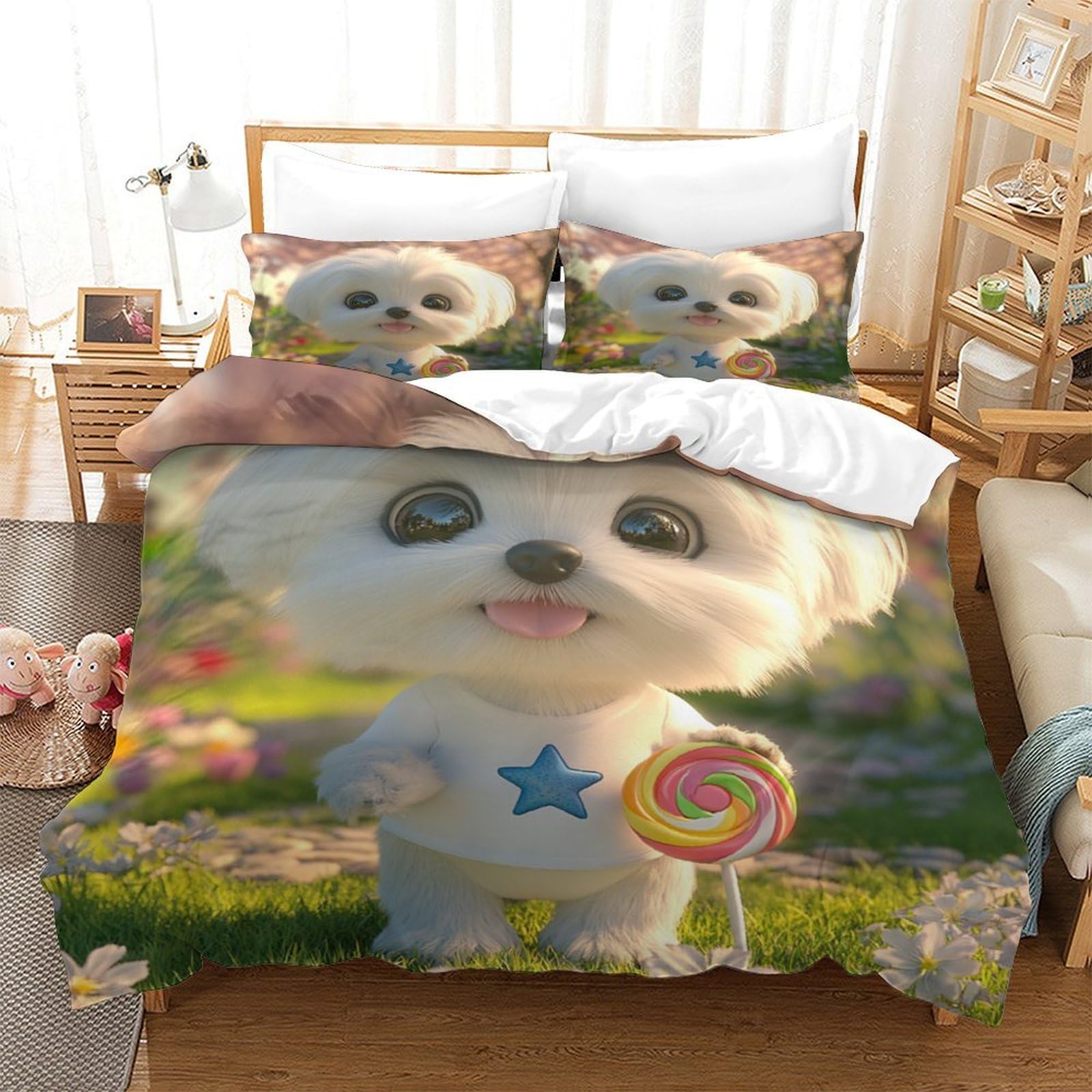 Housse de couette crâne 3D microfibre 228x228 cm avec taie