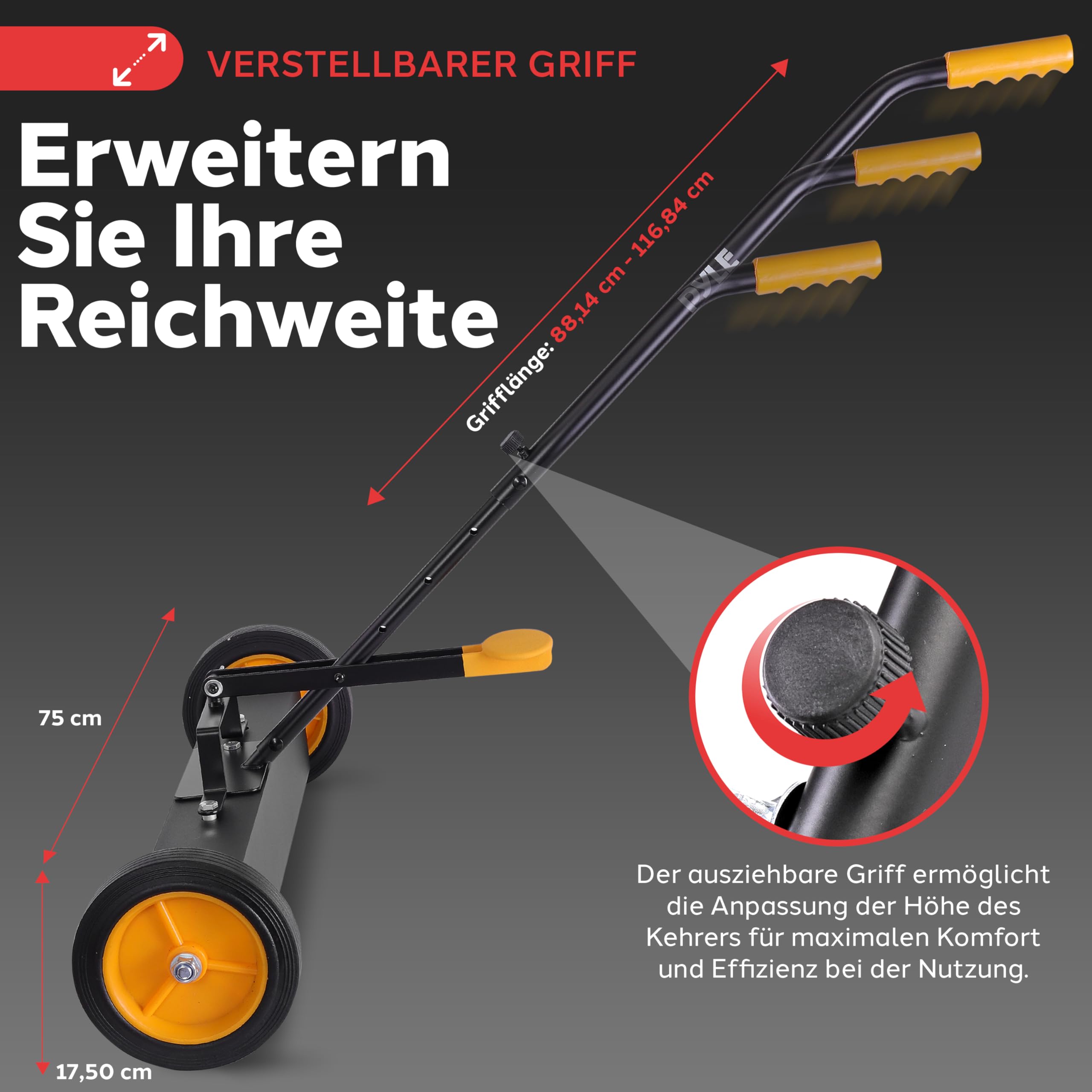 Pyle Magnetbesen, Spänesammler 61cm, Magnetic Sweeper, Magnetische Kehrmaschine mit starke & Langlebige Metallkontsruktion, Robuste Reinigung, für Industrielle & Gewerbliche Nutzung