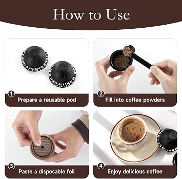 5PCS Reusable Capsule Vertuo Pods, Refillable Coffee Capsules with Silicone Lids and Brush,Food Grade BPA Free Coffee Capsules Compatible for Coffee Machine (Black 230ml)
