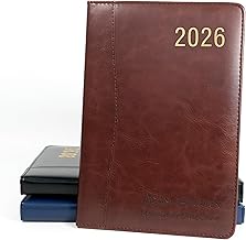 Personalised Premium Executive Diary Organiser 2026 | Design A Truly Unique Gift | Laser Engraved PU Leather - A4, Brown, Day-per-page