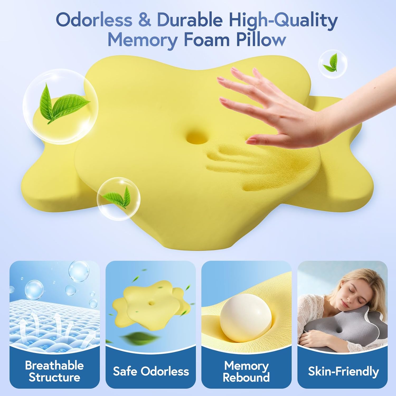 Ergonomic Cervical Neck Pillow for Neck Pain Relief, Dual-Height Adjustable Contour Memory Foam Pillow for Sleep, Cooling Pillow for Side, Back & Stomach Sleepers - Image 4