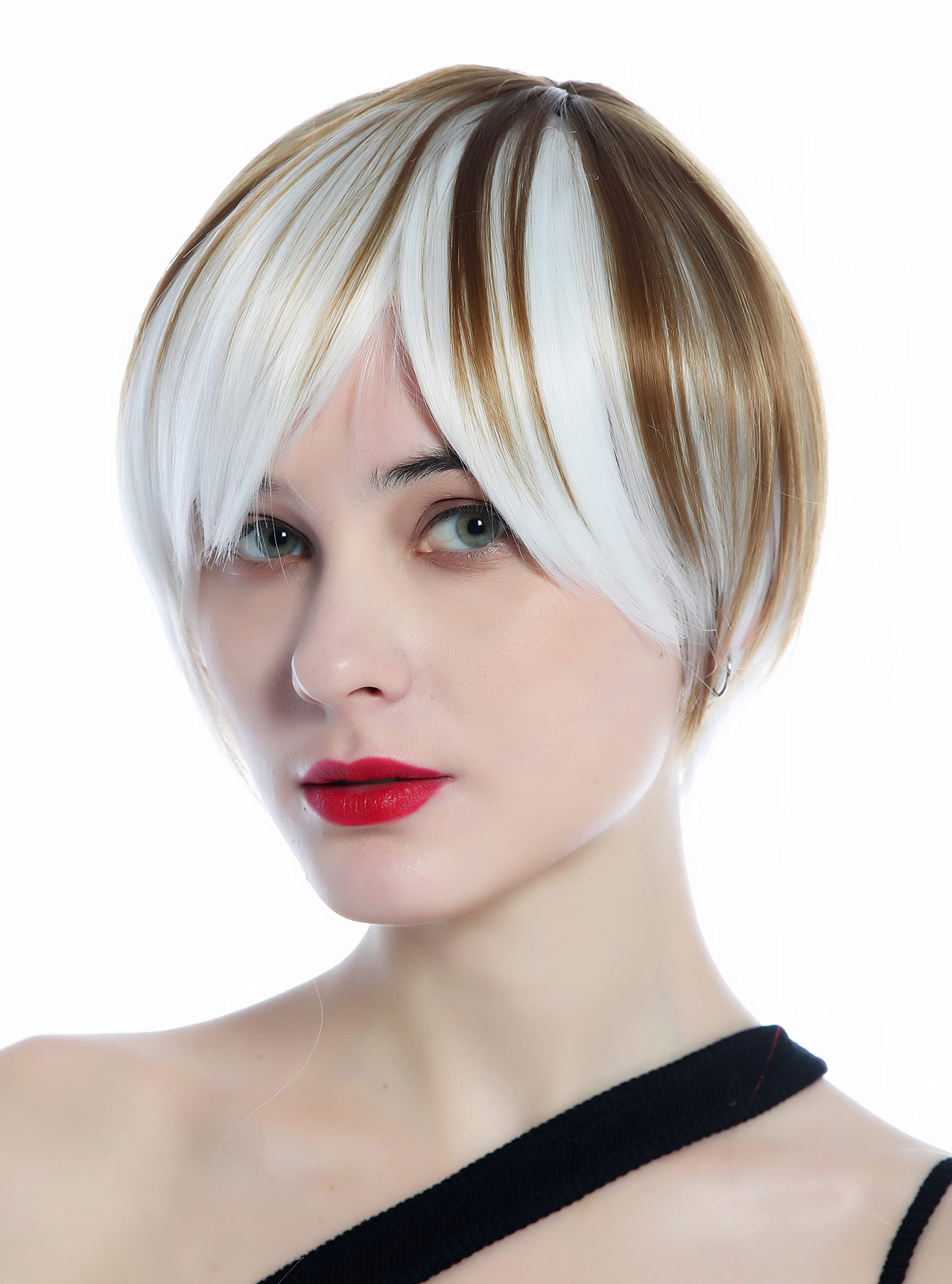 WIG ME UP - SZL0613-1001HF6 Ladies' wig short smooth Bob streaked brown white, White and light brown (1001HF6)