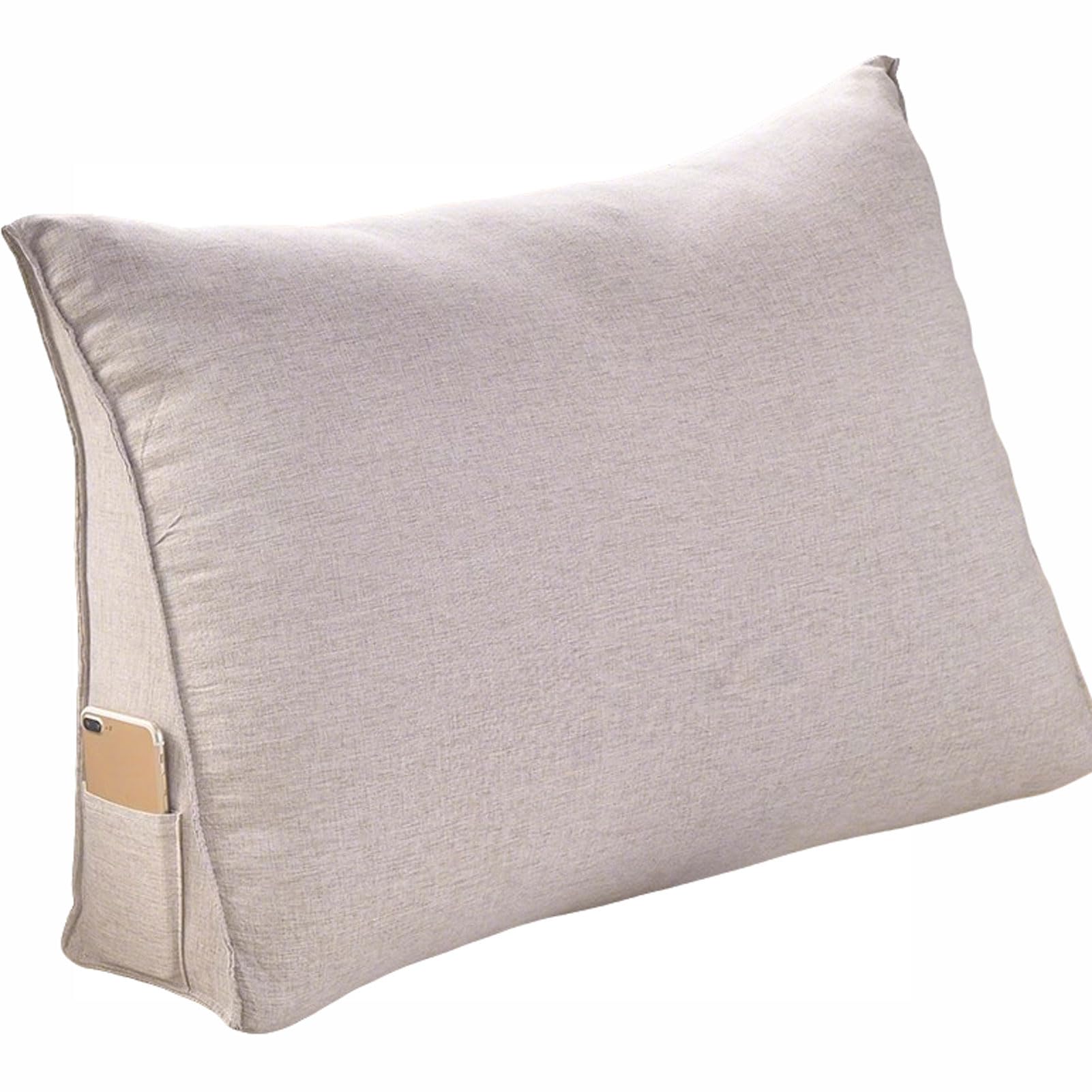 Almohada Triángulo, Cojín Triangular para Cabecero de Cama, Almohada Triangular de Lectura, Cojín de Apoyo Lumbar, Respaldo de Cintura, con Funda Extraíble (7 60x50x20cm)