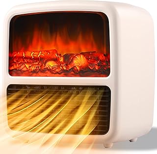 Space Heater, 1500W/1000W Space Heaters for Indoor Use, Energy Efficient Fireplace Dynamic Flame Small Space Heater,PTC Ceramic Fast Heating Portable Space Heater for Office,Home,Bedroom,Desk