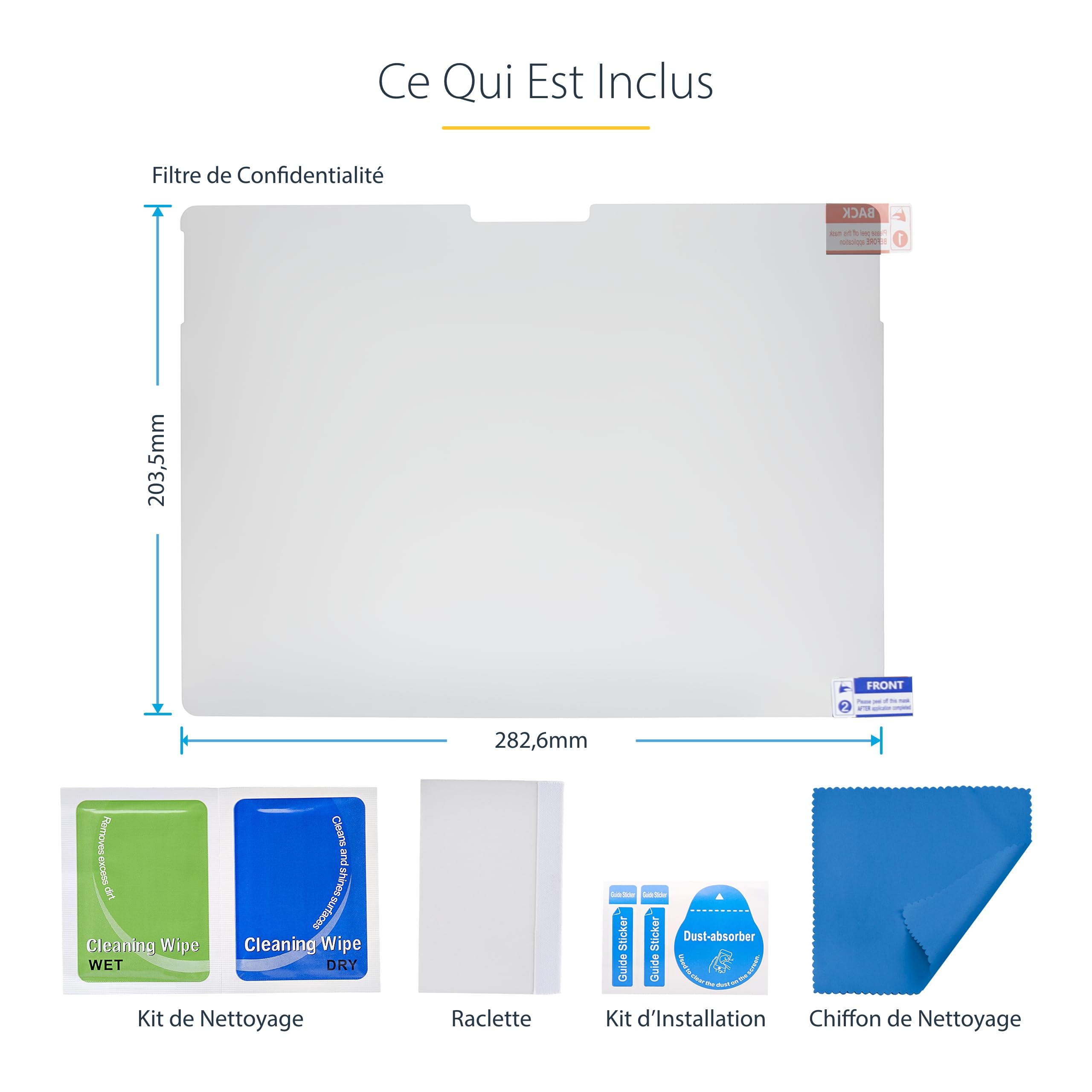 StarTech Filtre Confidentialité Surface Pro 8/9/X/11 13", 4 Sens | Portrait/Paysage, Antireflet, Angle +/-30 degrés, Réduction 51% lumière bleue