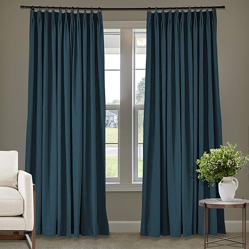 Miniatura 89 de Frelement Cortinas plisadas de lino de algodón extra anchas para oscurecer la habitación, 120 pulgadas de ancho x 96 pulgadas de largo, cortinas