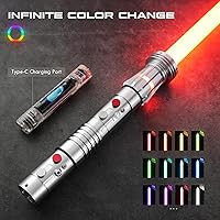 Vista 4 de DAMIENSABER Upgrade RGB3.0 Smooth Swing Light Saber Double Blades,Motion Control Dueling Light Saber 16 Sound Fonts Light Sabers with Infinite