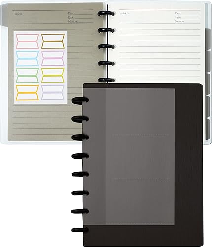 Cuaderno de disco personalizable con espiral, recargable de 5 materias con páginas extraíbles, agenda de disco con 120 rayas anchas con 6 divisores