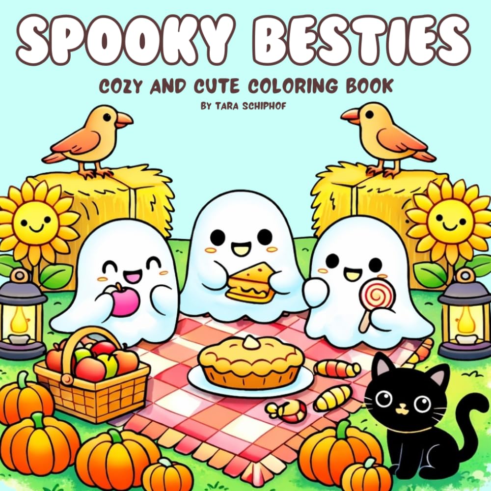 Spooky Besties: Coloring Book For Adults and Teens Featuring Cute Creepy Creatures In Cozy Autumn Scenes for Relaxation