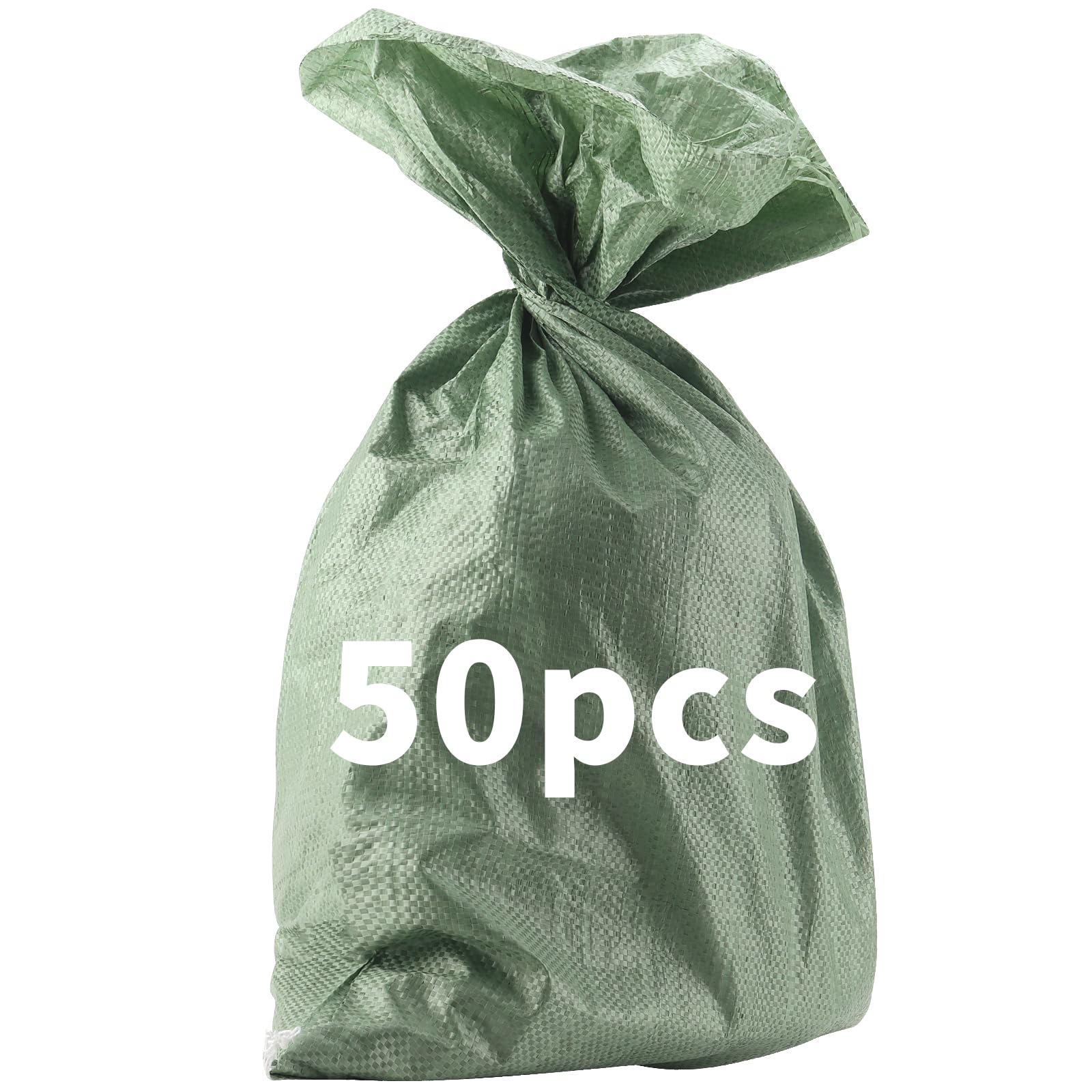 YUENPUN 50 PCS Empty Sandbags without Sand, Heavy Duty Green Sandbags, Large Storage Bags for Flooding or Storing Sand, Garbage, Building Materials, Agricultural Products, Emergency Supplies