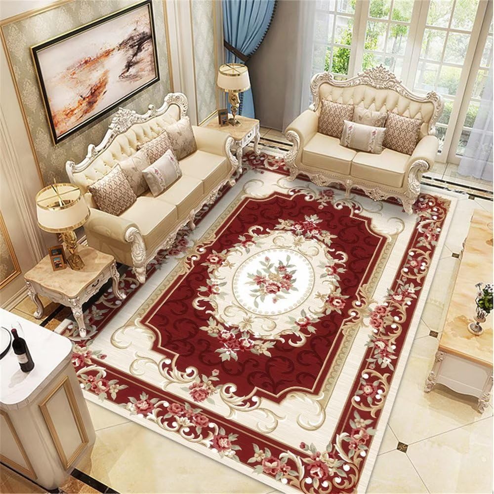 Tapis rouge motif floral pour transformer votre salon en un cocon chaleureux 160x200